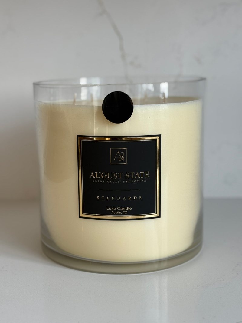 Storyteller luxe candle, lit